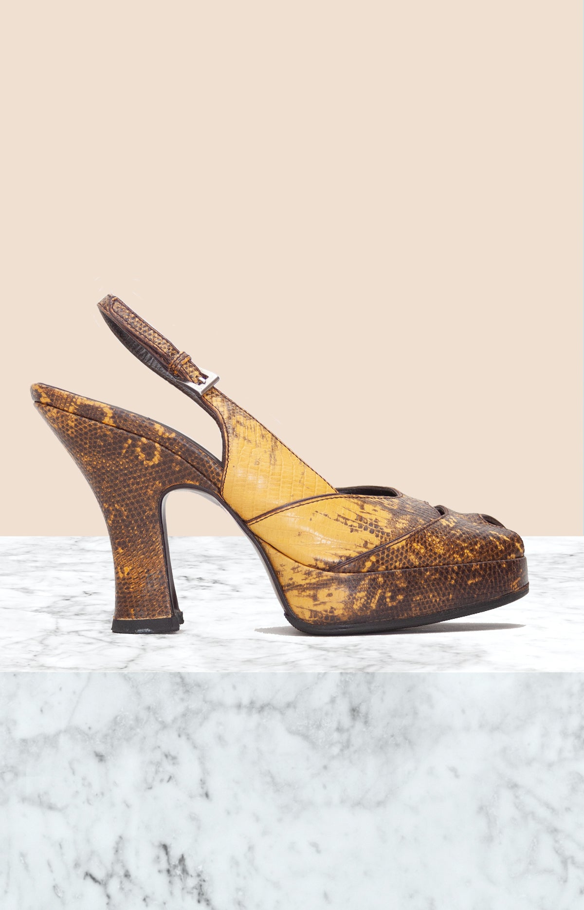 靴 Prada Python Slingback Sandals 36 1/2 Prada Vintage Python Platforms – The Shoe Archives