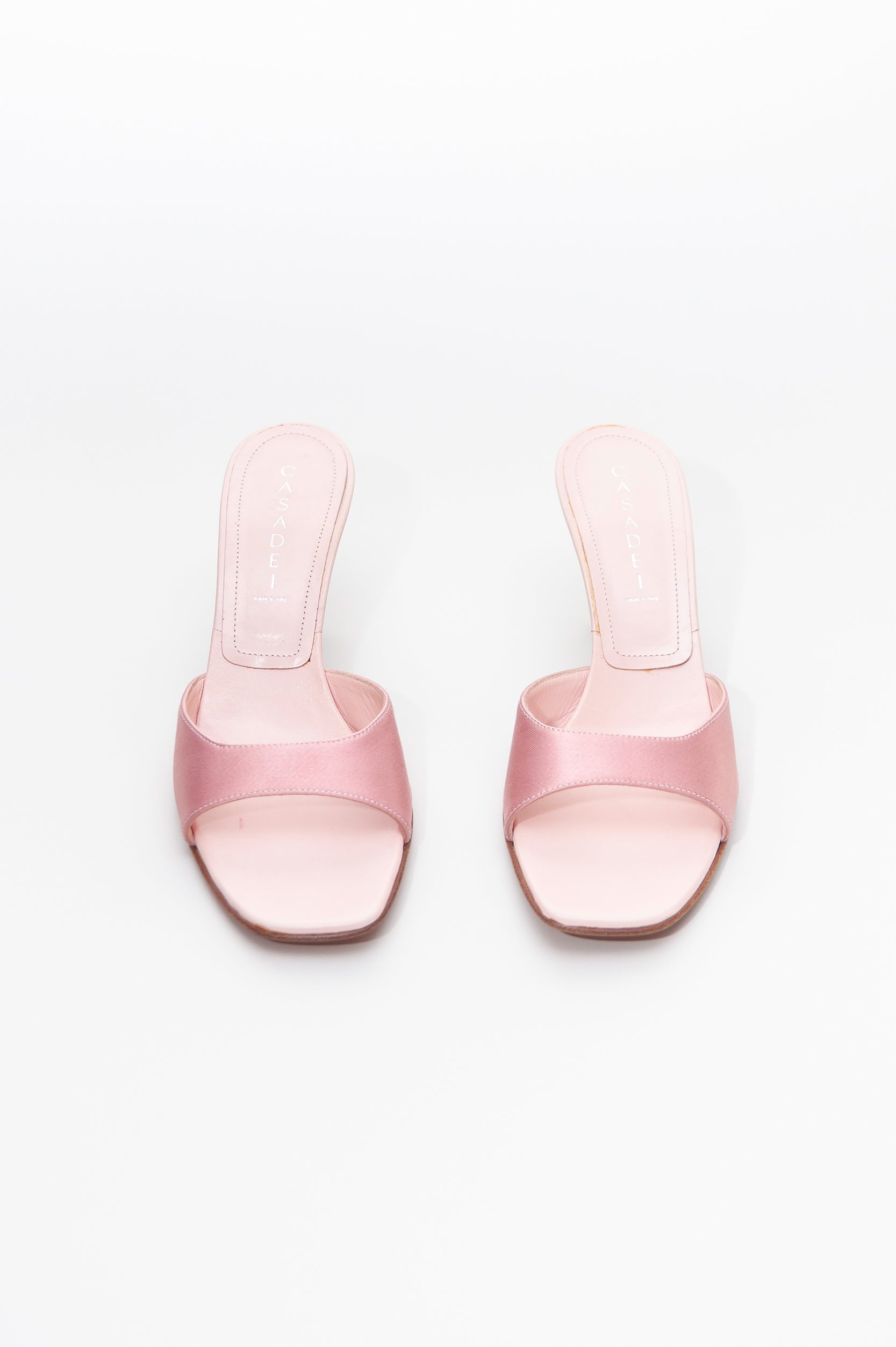 casadei vintage pink satin high heel sandals