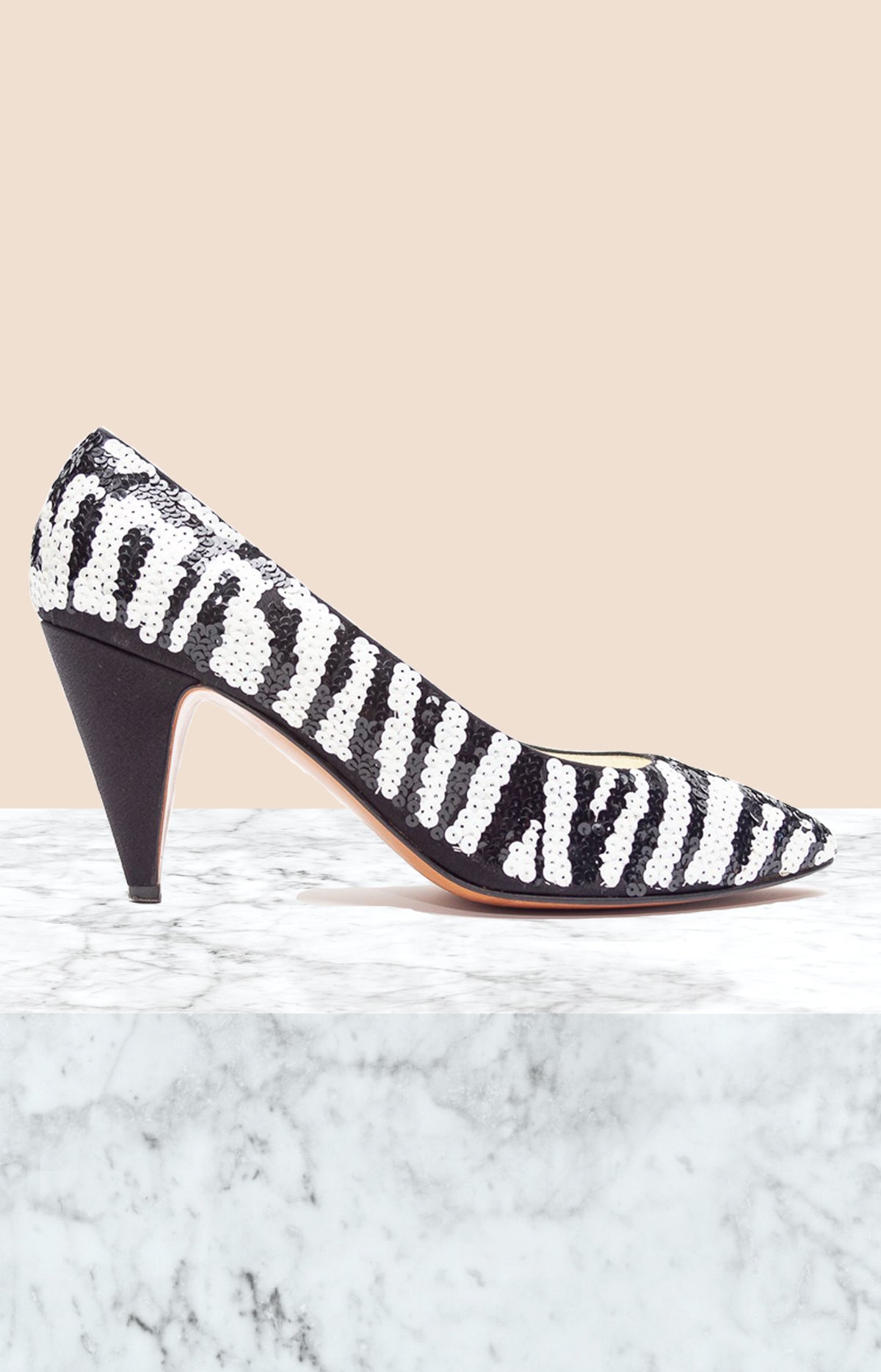 casadei vintage sequin zebra pumps