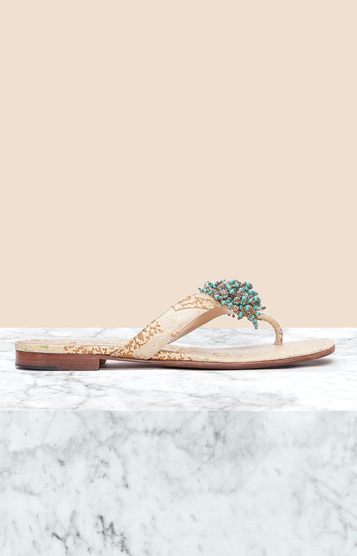 manolo blahnik vintage printed leather sandals