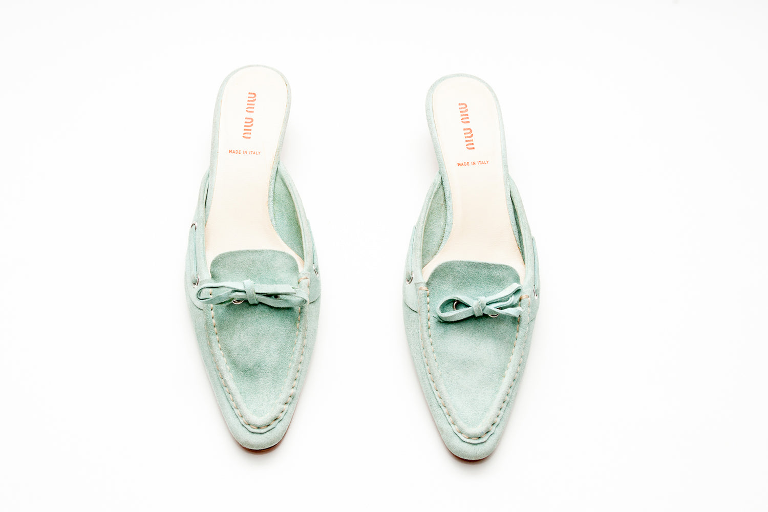 MIU MIU Y2K Wooden Kitten Heel Mules