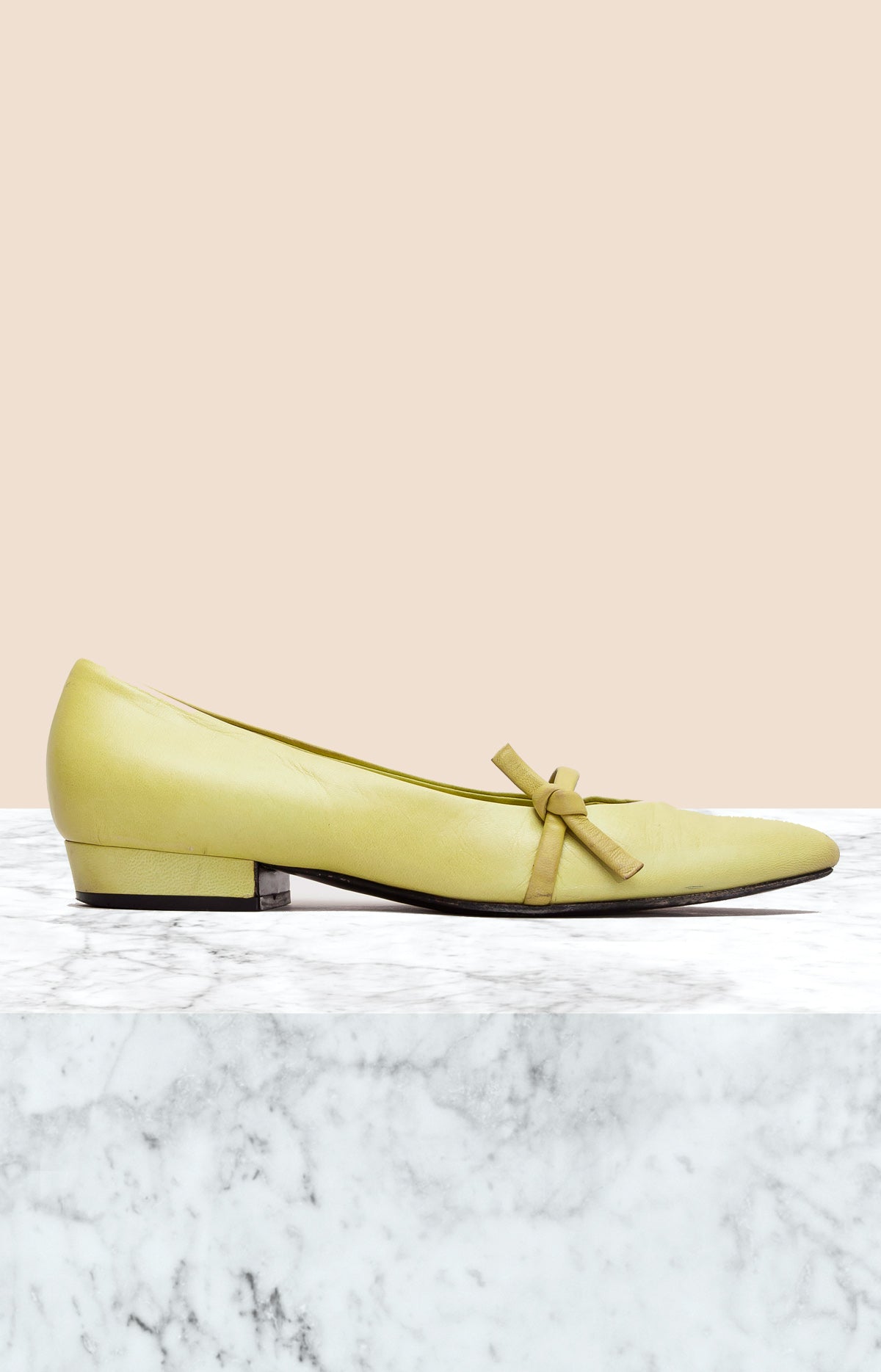 prada vintage neon green leather flats